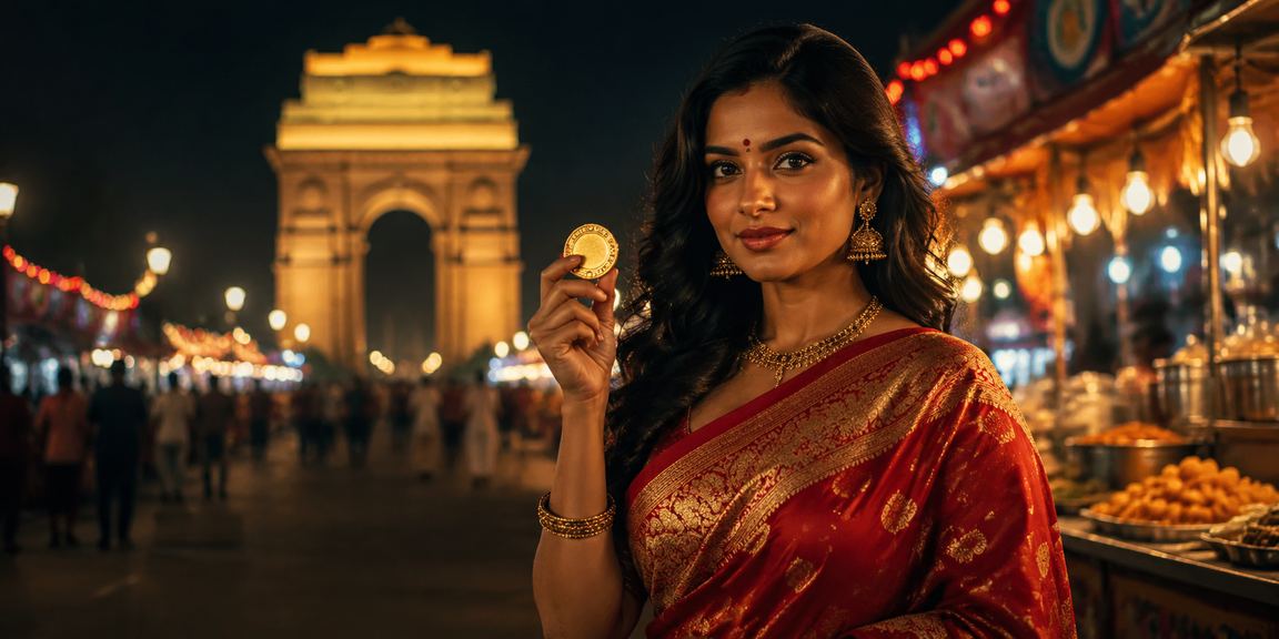 Delhi India Gate with lottery and sports betting engagement