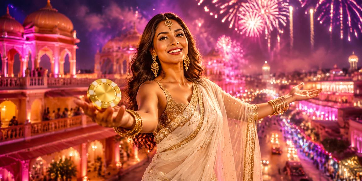Jaipur cityscape with traditional saree and festive lights